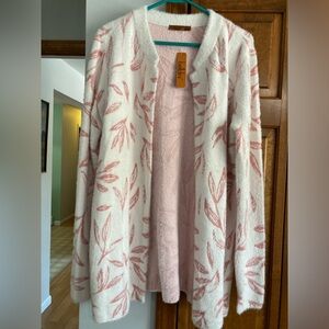 NWT Belldini Pink Cream Fuzzy Teddy Cardigan Sweater M Medium